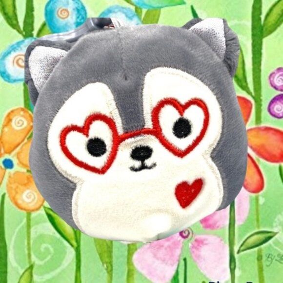 Squishmallow 3.5” Valentines Heart Eye Glasses Ryan Husky Clip On Keychain- NWT - Picture 1 of 7